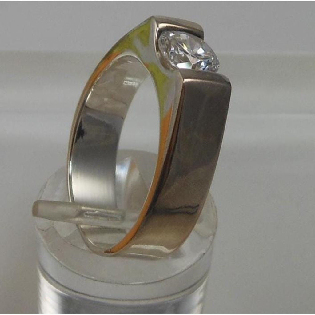 Designer BOCCO Vintage Sterling Silver Engagement Solitaire Sim Diamond Ring 8