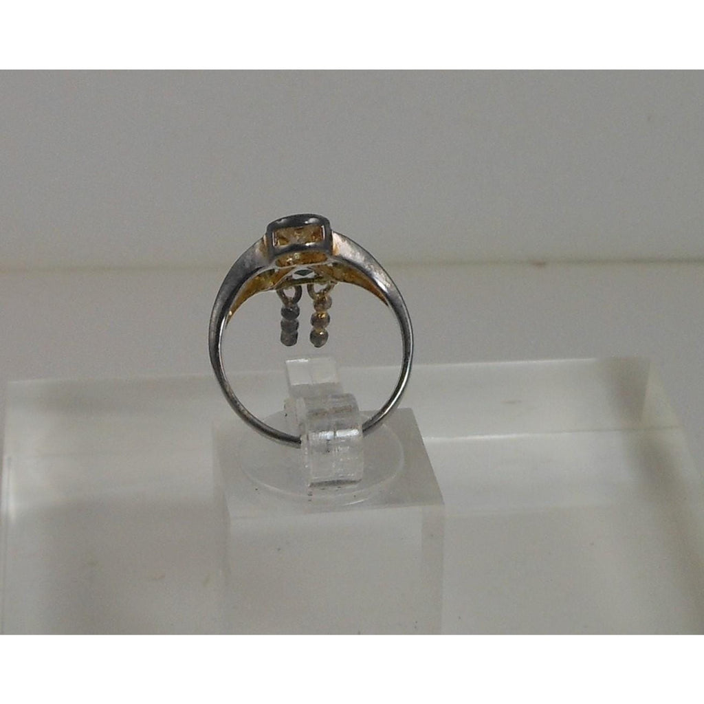 Elegant Sterling Silver Charm Ring Mother Grandmother Vintage Sim Diamond Size 6