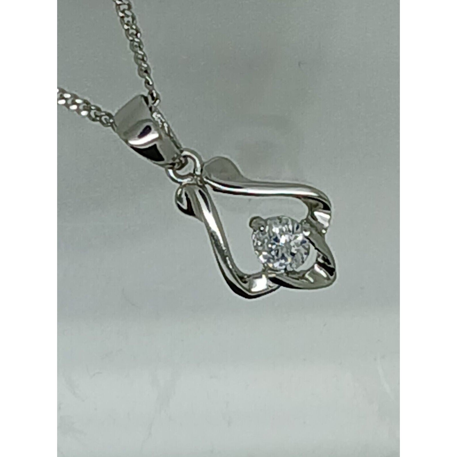 925 Sterling Silver Simulated Diamond Pendant Necklace Minimalist Petite - HoneyThomas.com