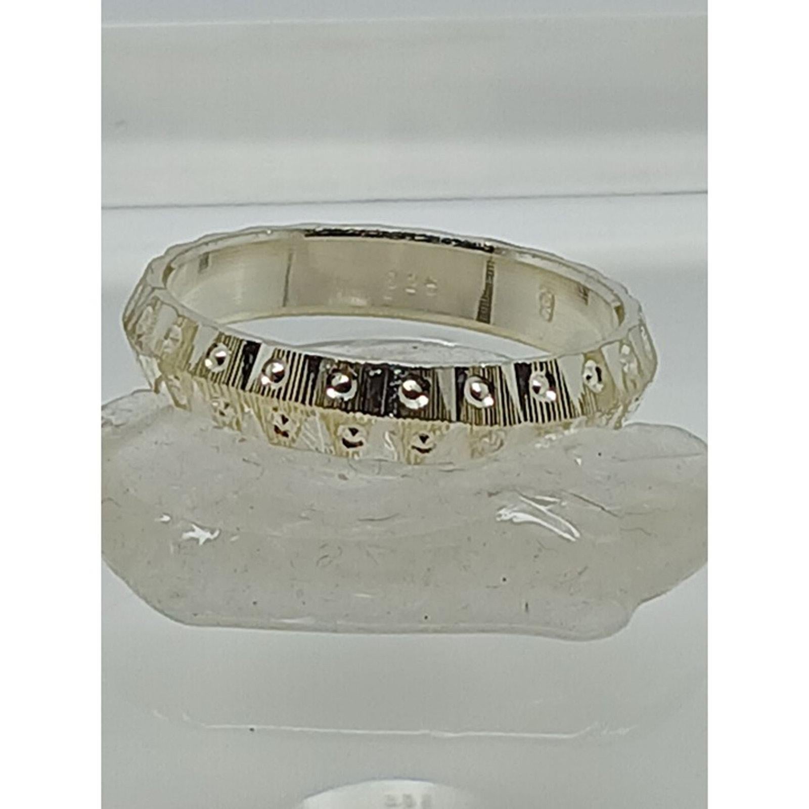 Vintage Diamond-Cut Sterling Silver Wedding Band Ring (Size 8.25)