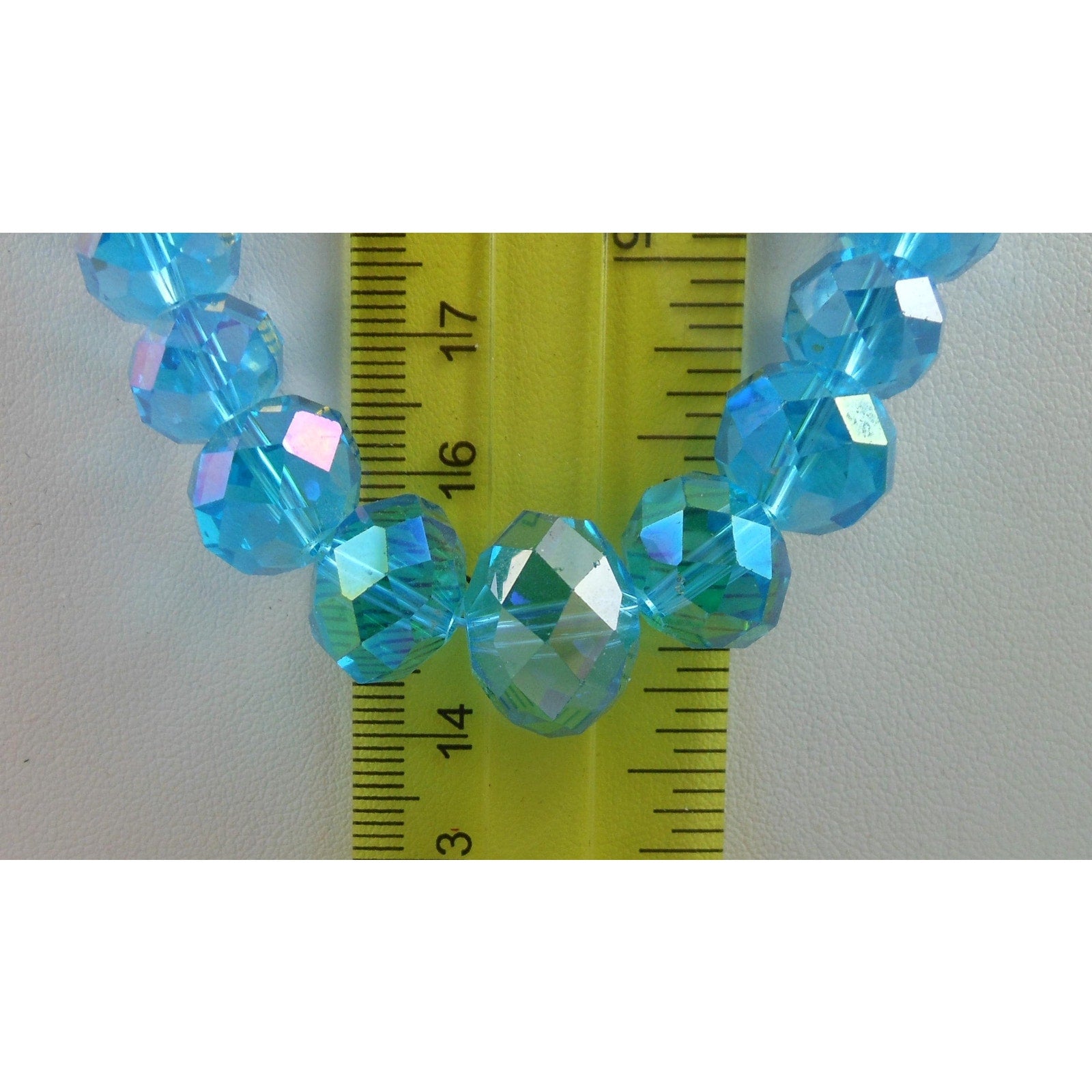 Copied - Handmade Sky Blue AB Crystal Beaded Necklace Graduated Beads - Adjustable Length