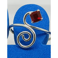 Sexy Ruby Red Crystal Rhinestone Toe Ring Adjustable Size Sterling Silver NEW - HoneyThomas.com