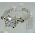 3.5 CT Vintage Princess Cut CZ Engagement Ring Silver Tone White Gold GP Size 8