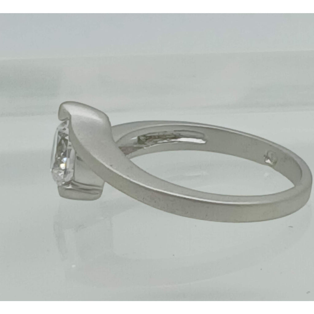 1.5CT Vintage White Gold EP Split Band Satin Finish Solitaire Ring Size 10
