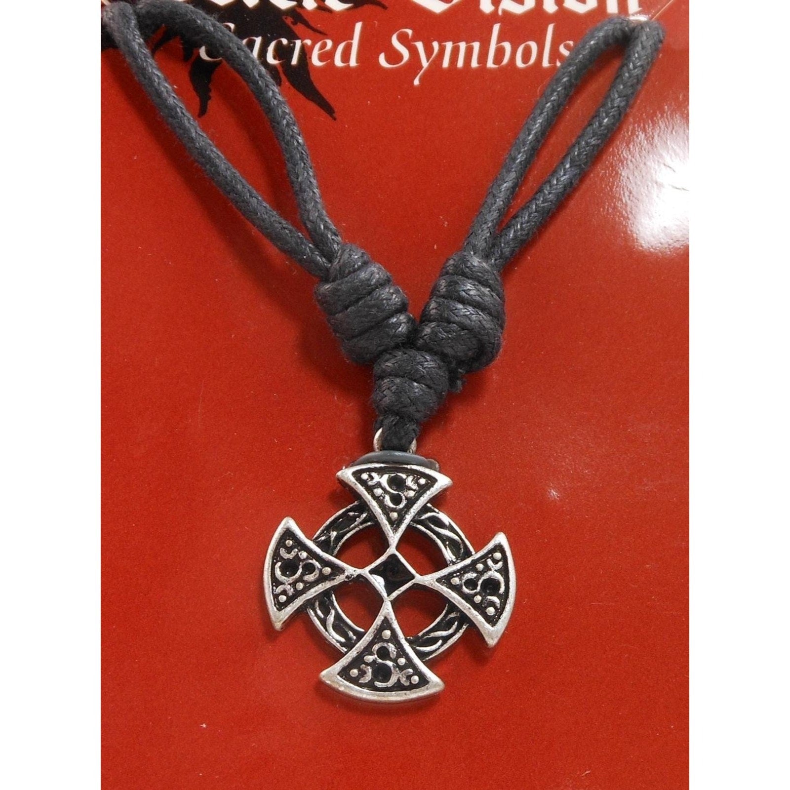 Vintage Celtic Vision Sacred Symbols Cross Necklace Pendant 24 Adjustable Cord - HoneyThomas.com