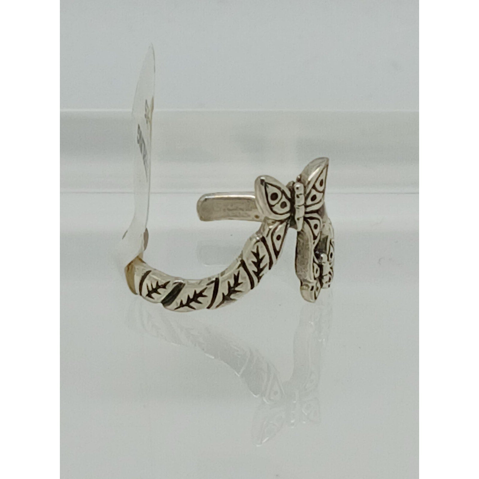 Vintage Sterling Silver Butterfly Floral Toe Ring Handcrafted Unique Boho Style