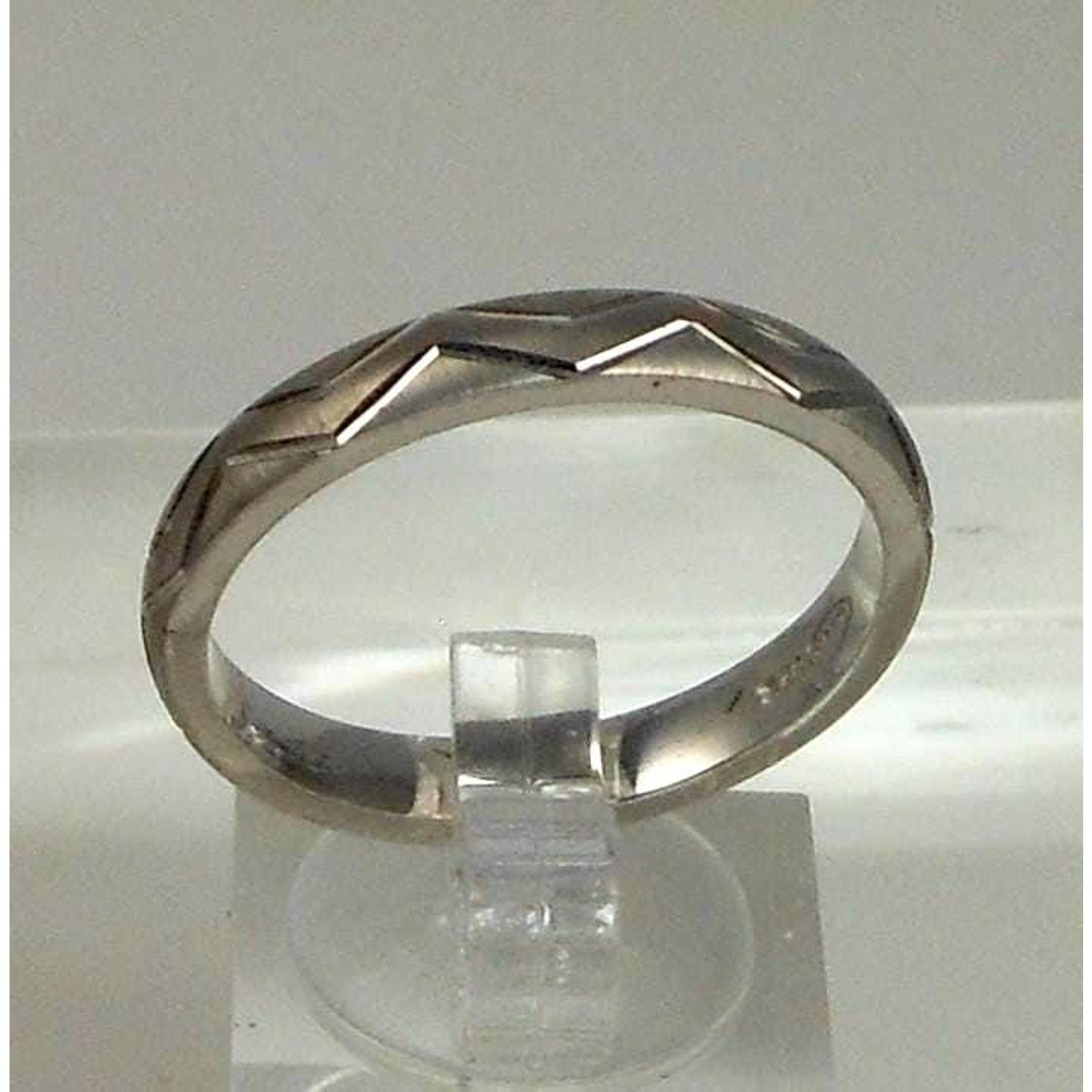 Vintage 925 Sterling Silver Diamond-Cut Ring Thailand Handcrafted Size 12 NOS - HoneyThomas.com