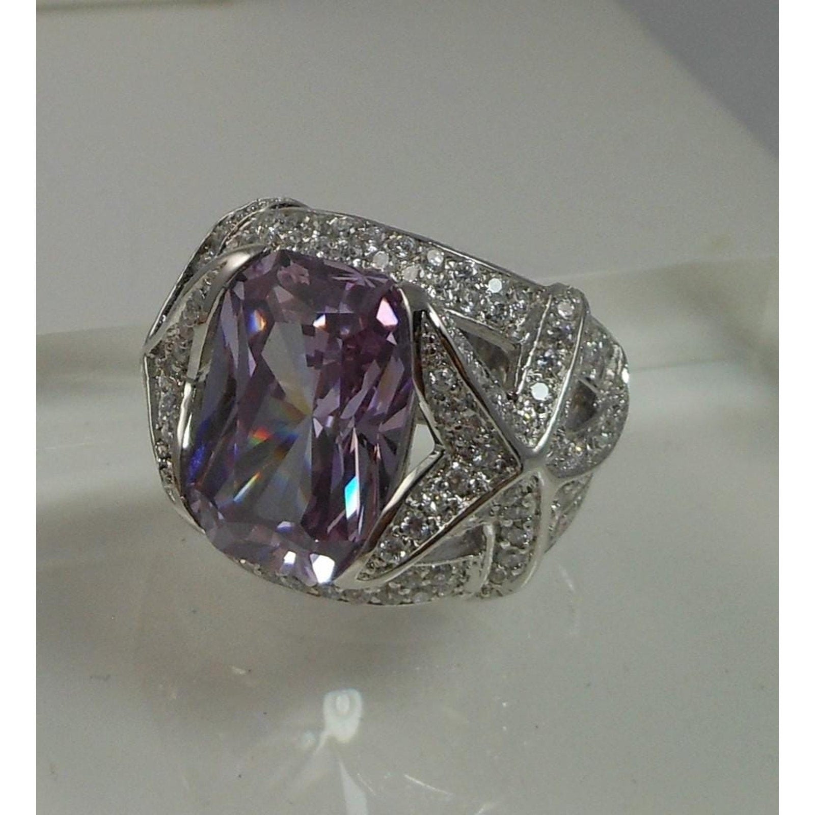 Sterling Silver Starfish Ring CZ Size 10 Signed Designer Vintage Statement - HoneyThomas.com