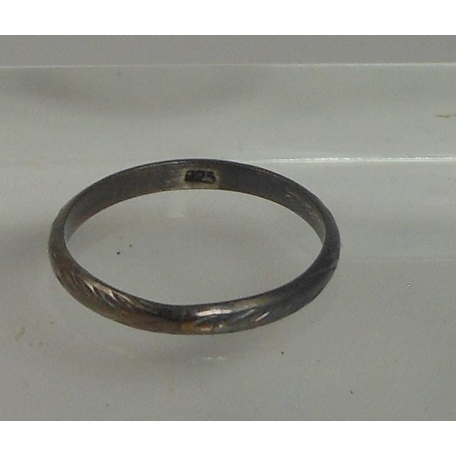 Ring Size 11.5 Sterling Silver Handcrafted Diamond-Cut Vintage with Great Patina