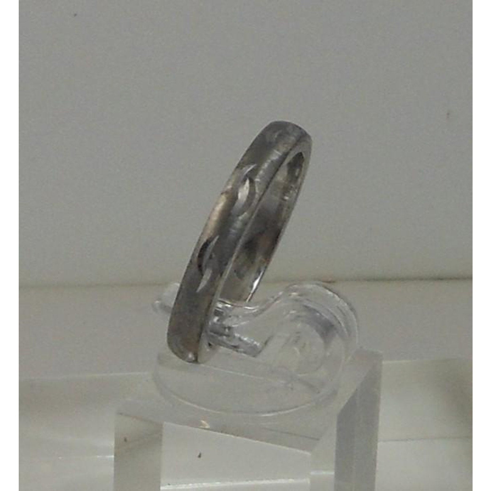 Vintage Handcrafted Sterling Silver Diamond-Cut Ring Size 7.25 3.3g Thailand NOS