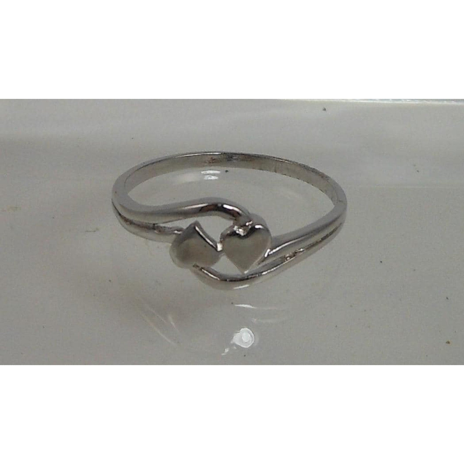 Vintage Double Heart Sterling Silver Ring, Size 7.75, Made in Thailand, 925, 7mm