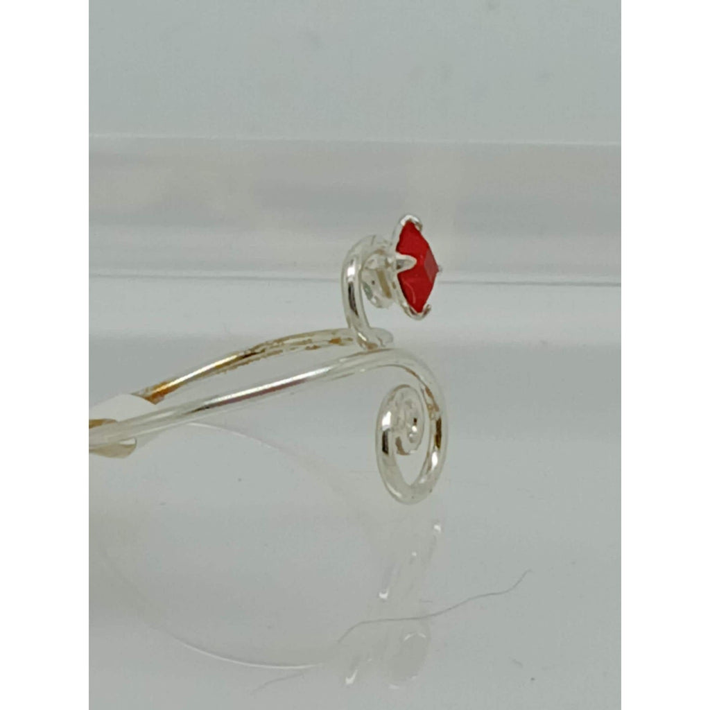 Sexy Ruby Red Crystal Rhinestone Toe Ring Adjustable Size Sterling Silver NEW - HoneyThomas.com