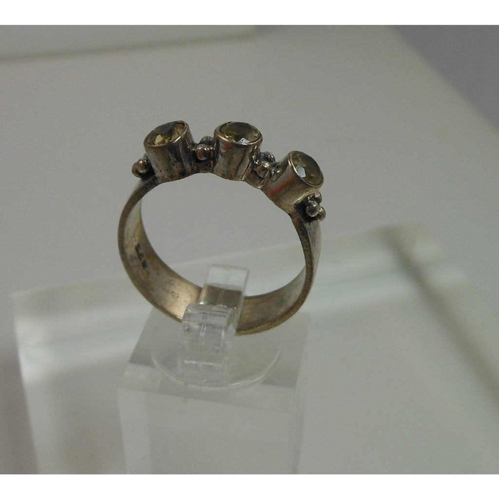 925 Sterling Silver Bali Design Ring Size 9.5 Vintage 3-Stone Balinese Style - HoneyThomas.com