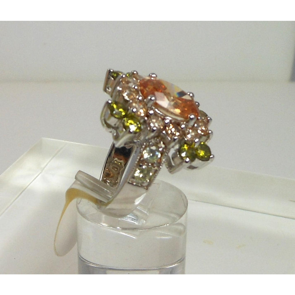 Elegant Vintage Sterling Silver CZ Cocktail Ring Size 6 9.1g Thailand 925 Stamp