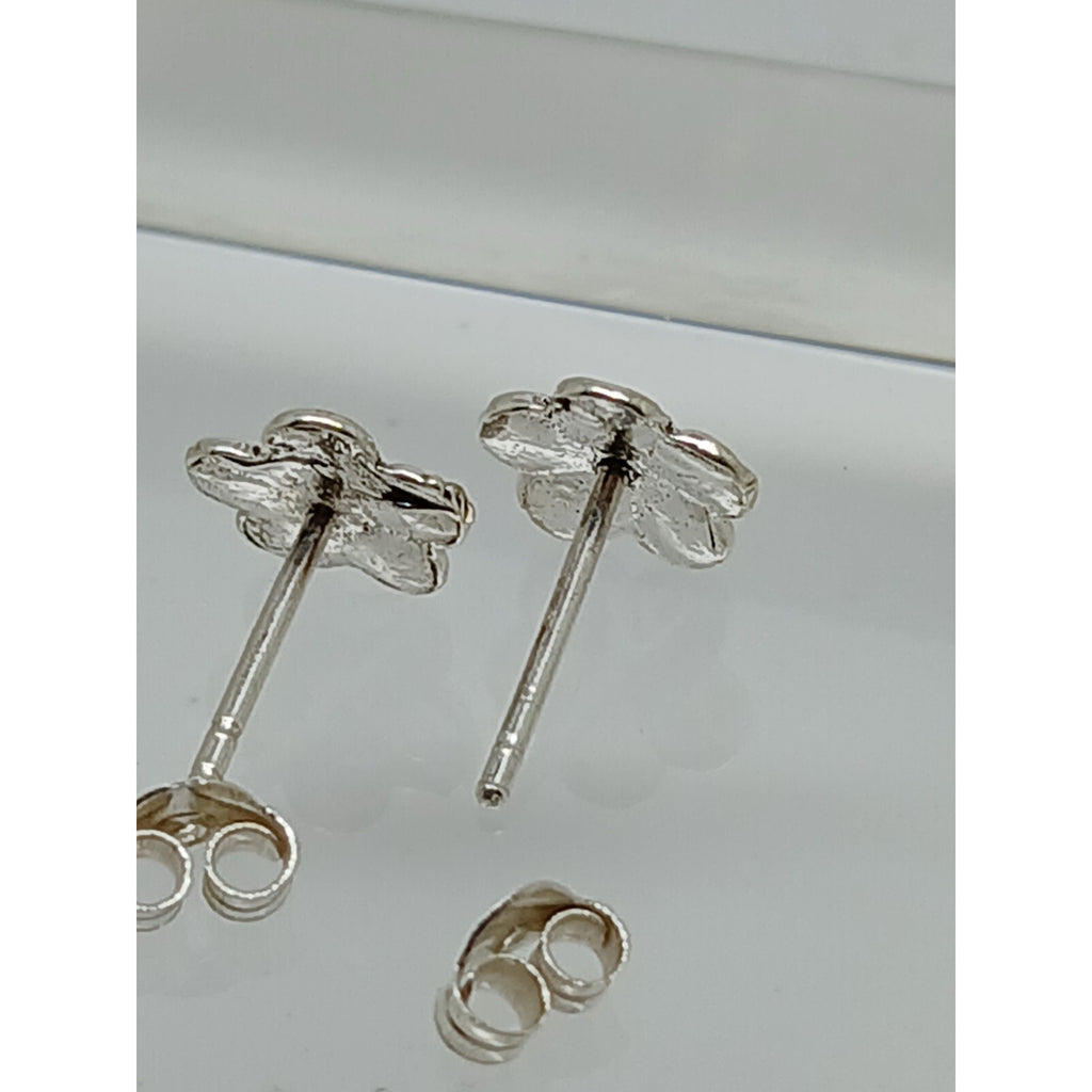 Vintage Estate Jewelry NOS .925 Sterling Silver Pink Crystal Flower Earrings - HoneyThomas.com