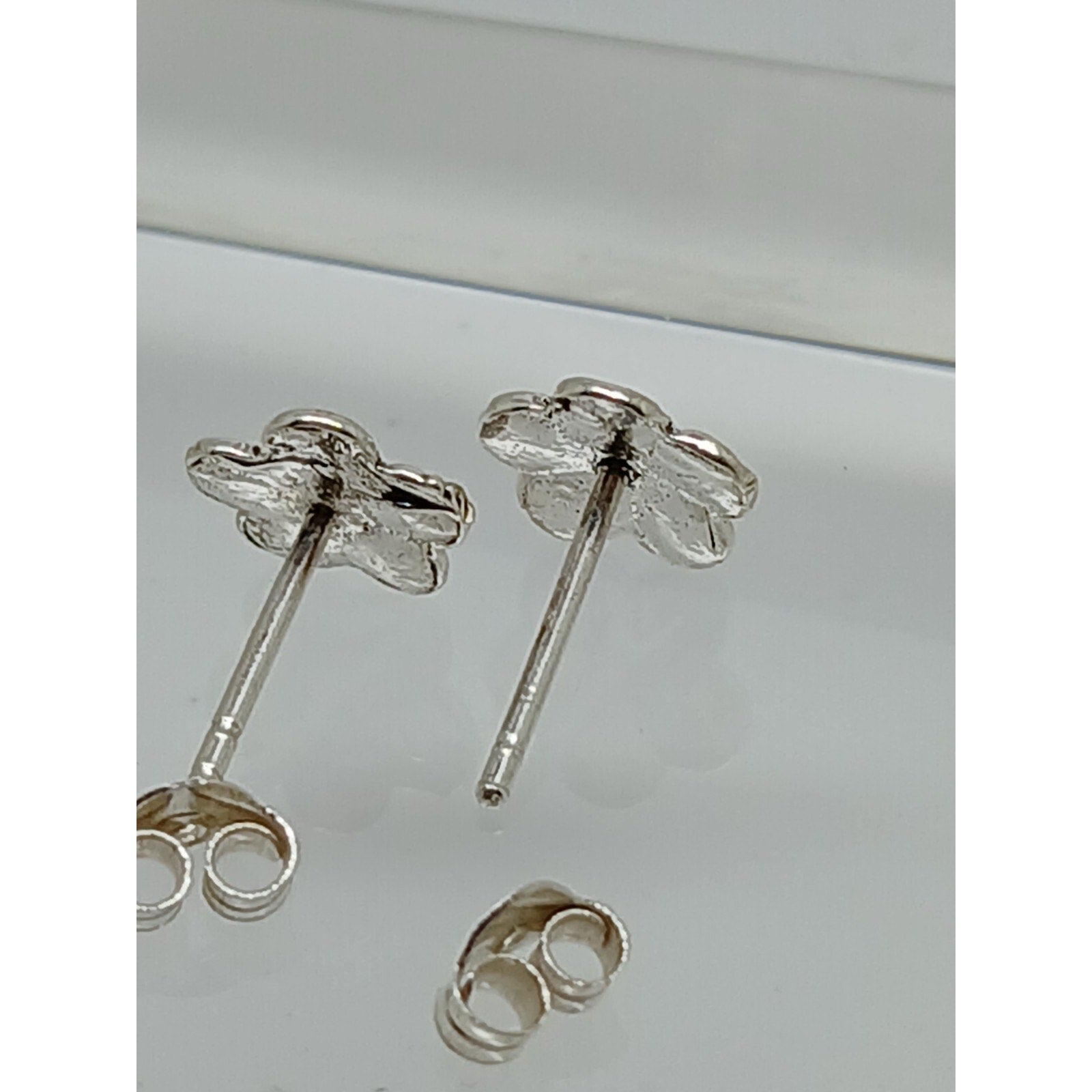 Vintage Estate Jewelry NOS .925 Sterling Silver Pink Crystal Flower Earrings - HoneyThomas.com