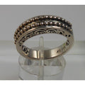 Vintage Oxidized Sterling Silver Beaded Bali Ring Stack Designer Signed SLV 7.25 - HoneyThomas.com